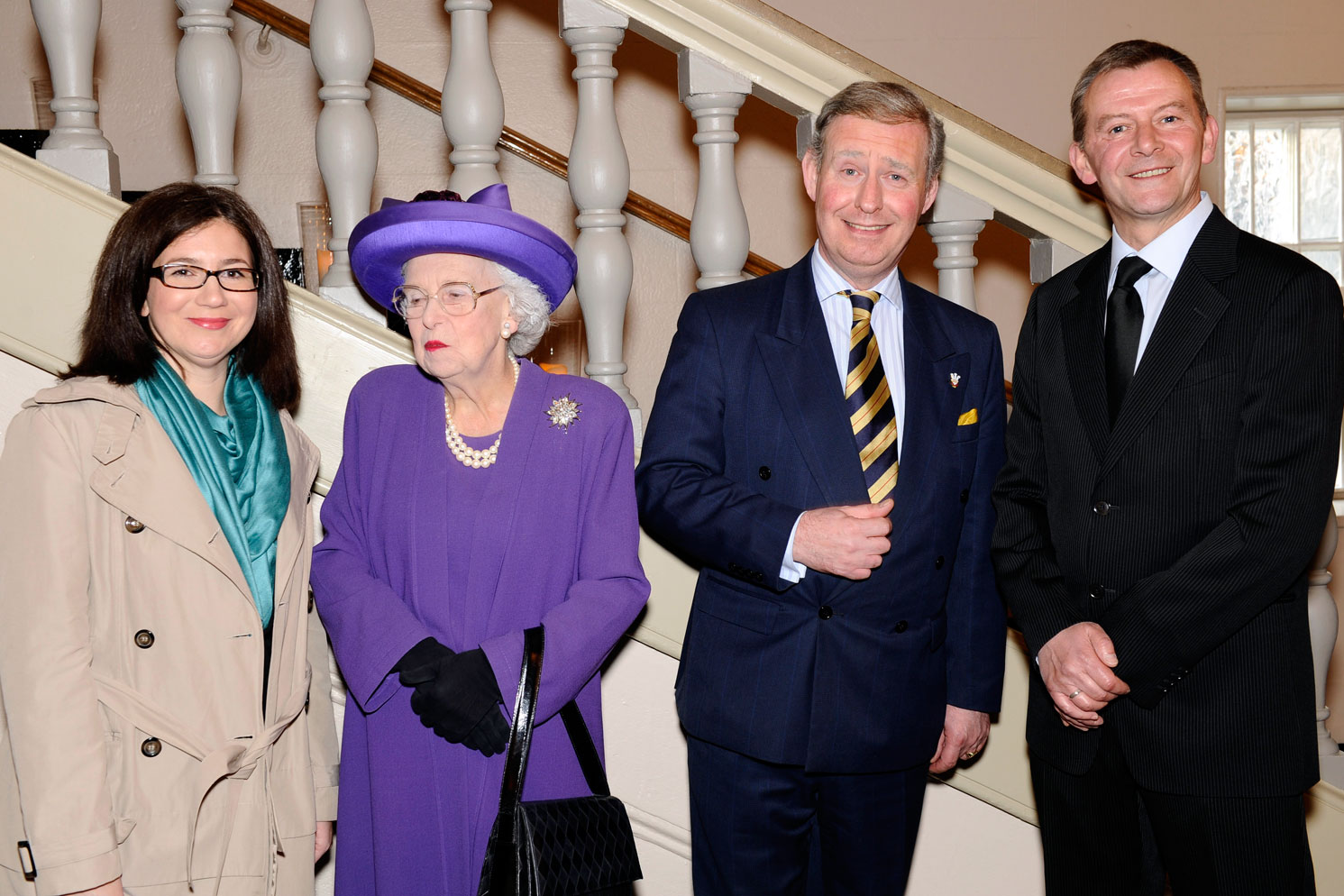 Photo of The Queen and Prince Charles look-alikes with the organisers (Helene and Jeff)